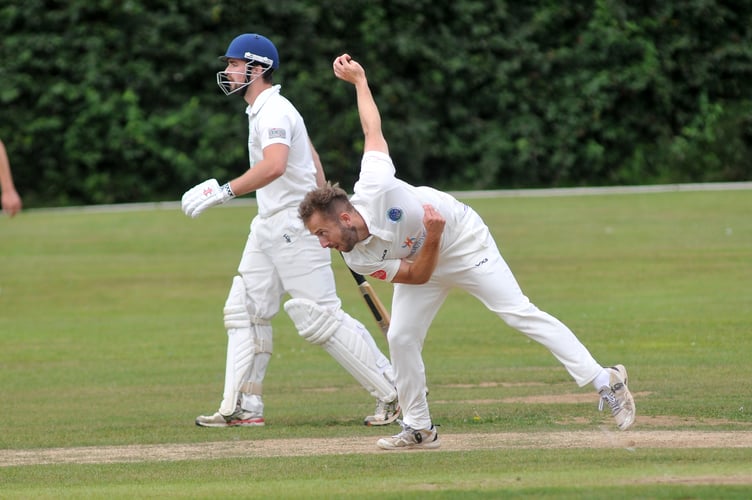 Devon Cricket League C Division West.  Ashburton versus Yelverton Bohemians. Ashburton bolwer George Yabsley