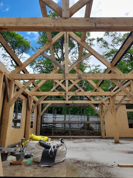 Carpenter Oak Build work on Glebe House Cottages