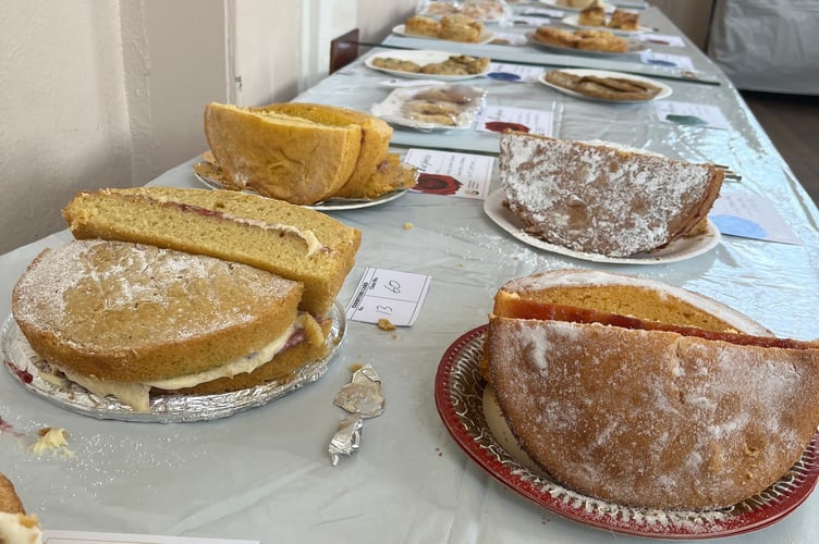 Cakes ready for judging at Bishopsteignton Village Show