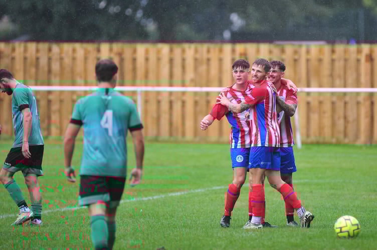 Football. South West Peninsula League Premier East.  Newton Abbot Spurs versus Sidmouth Town. A 2-0 win for Spurs over the visiting Vikings