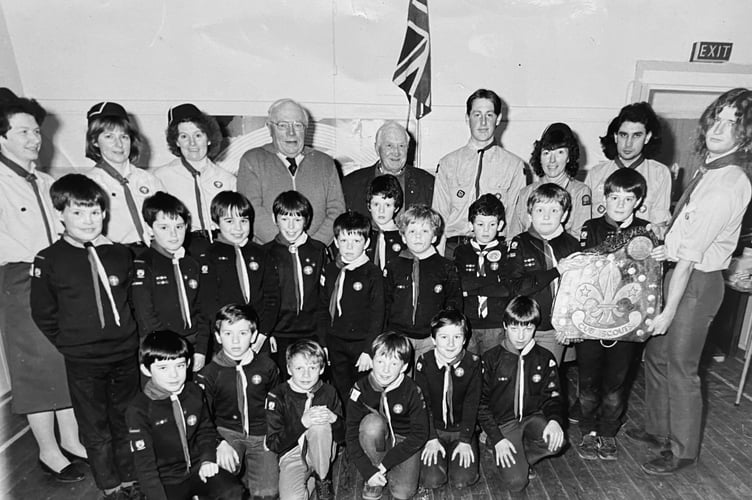Prize winning Cub Scouts at East Ogwell in March 1986 who picked up a prestigious shield for their handicraft expertise