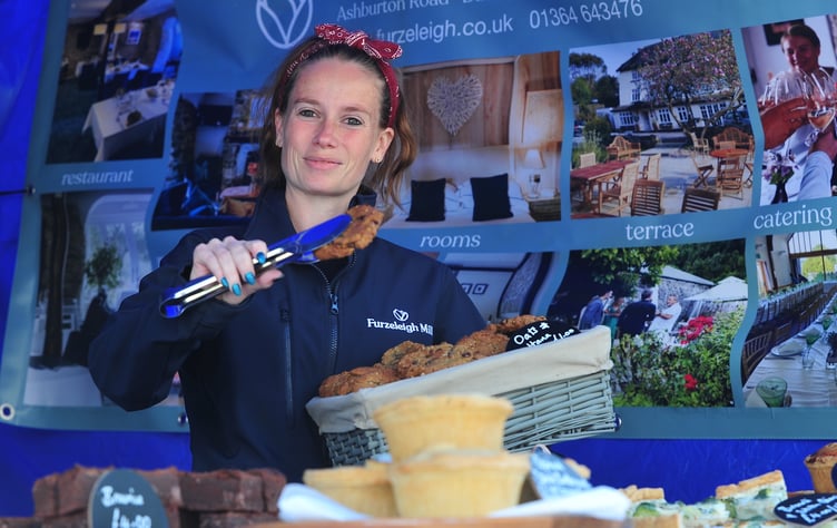 Ashburton Food Festival. Abbie McMurray and tempting cookies from Furzeleigh Mill in Buckfastleigh