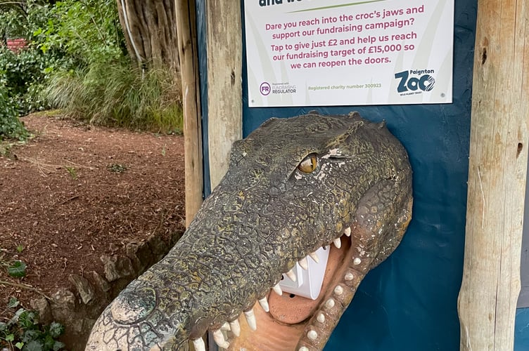 Crocodile Swamp fundraising sign at Paignton Zoo
