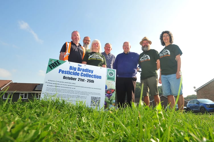 Big Bradley Pesticide Collection. Mike Peeke, Andrew Rothery, Melinda Jarrett, cllr Richard Branscombe, cllr Phil Bullivant, Brian Robson-Burrell and Anita Gorst