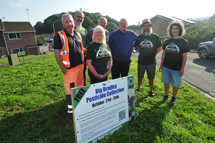 Big Bradley Pesticide Collection. Mike Peeke, Andrew Rothery, Melinda Jarrett, cllr Richard Branscombe, cllr Phil Bullivant, Brian Robson-Burrell and Anita Gorst