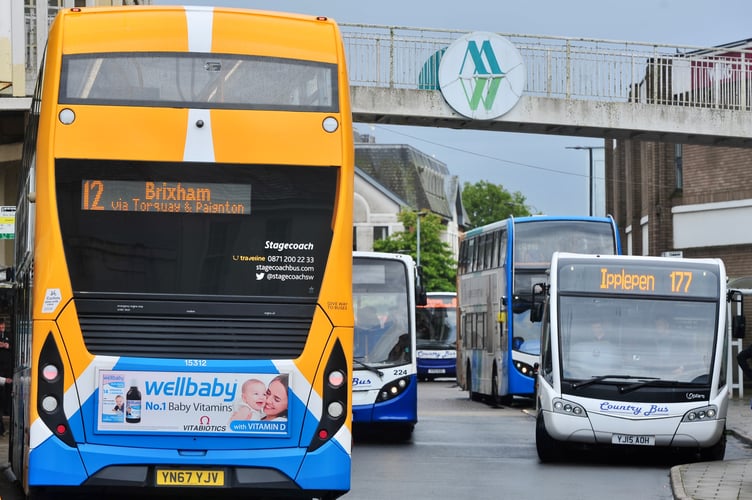 The slow bus - the Stagecoach number 12 service which is suffering from severe delays thanks to roadworks in Torbay 