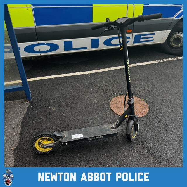 e-scooter seized by police. Photo Newton Abbot police