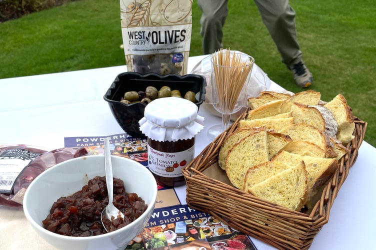 Powderham Castle Food Festival chutney, cornbread and olives