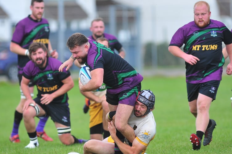Rugby. Counties 3 Tribute Devon North & East SW Division.  New Cross versus  North Tawton. Not a good day for the home side who went down 7-29 to their visitors