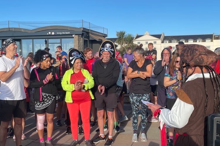Pirates at the pre-race briefing at the 6th anniversary of Teignmouth Promenade parkrun