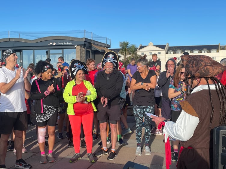 Pirates at the pre-race briefing at the 6th anniversary of Teignmouth Promenade parkrun