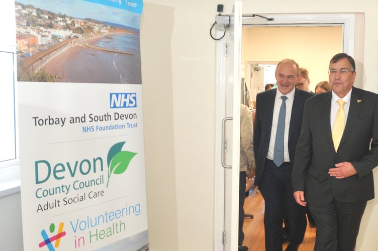 Liberal Democrat leader Ed Davey visits Teignbridge. Ed with Martin Wrigley MP  at Teignmouth Hospital