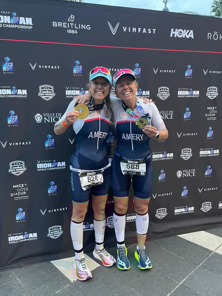 Essie and Sammie Amery with their Ironman medals