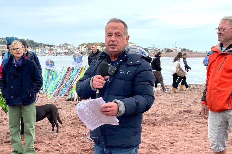 Stuart Reynolds on Shaldon Beach at the launch of Friends of the River Teign