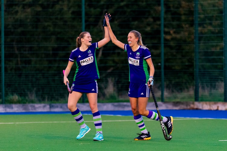 Double goal scorer and Player of the Match Emily Hunter celebrates her second goal in Ashmoor Women's 4-0 win