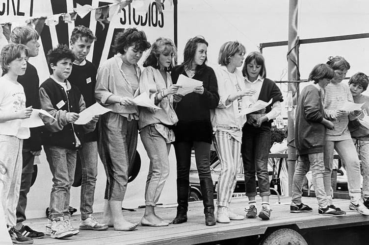 Secret Studio Show theatre workshop perform at Broadhempston Fete in June 1986