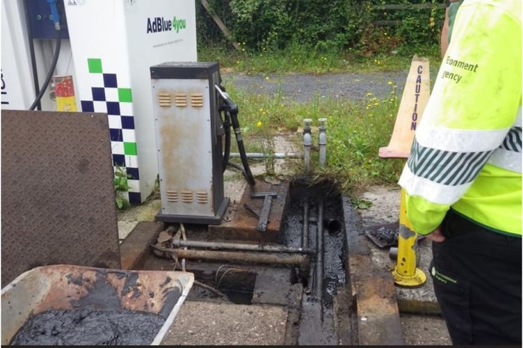 The diesel refuelling area at the Coney Avenue site where fuel pipes are in the ground, surrounded by oily gunk. It was here that diesel leaked into the ground.
