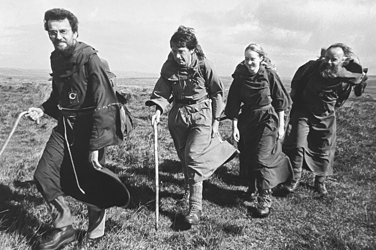 October 1995. October 1995.  Tony Job, Paul Conlan, Alie Downes and Derek Newman tackling  the Abbots Way walk from Buckfast Abbey to Tavistock.
