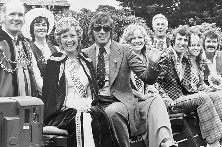 SInging group the Bachelors let the train take the train at Ashburton carnival fete in July 1973