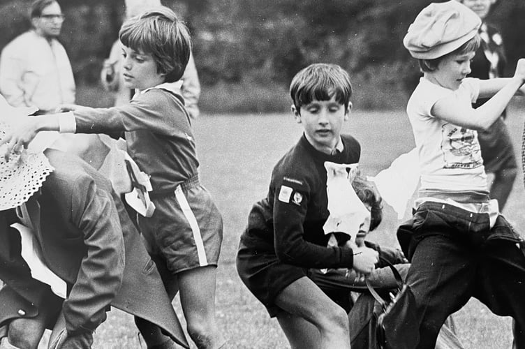 Tongue-in-cheek sporting fun from the Teignbridge Cub sports day held in June 1977