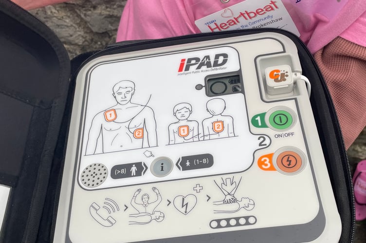 Teign Heartbeat Chair Shirley Brokenshaw shows how the defibrillator is suitable for all ages, including children.