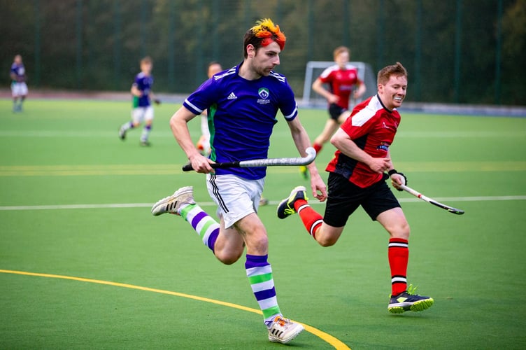 Angus Martin in full flight for Ashmoor Men's 3rd XI. He assisted the first goal, scored the second, and won the Player of the Match award for his exploits!