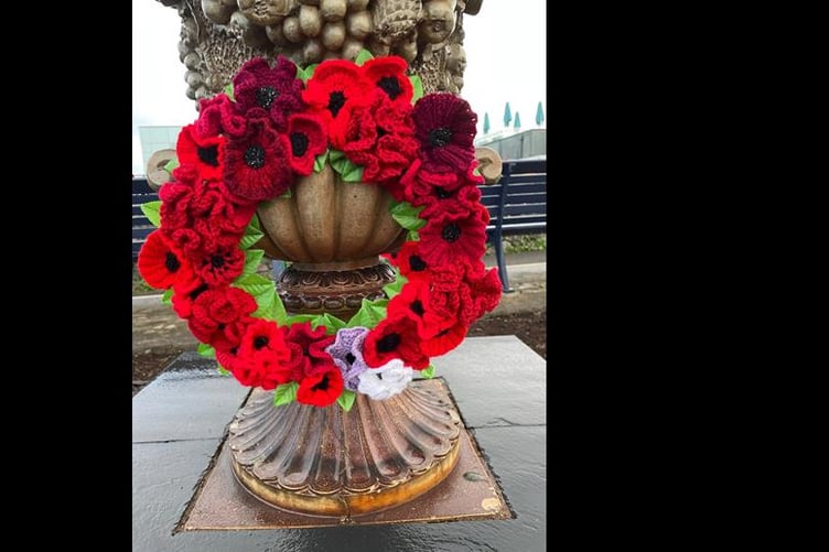 RNLI supporters handcrafted a poppy wreath the the remembrance garden