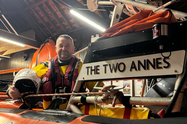 Dave Matthews (Helm) with The Two Annes Teignmouth lifeboat