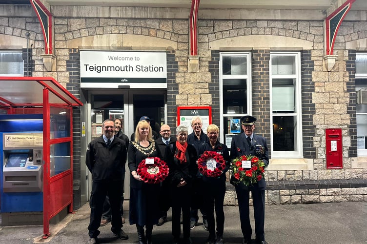 Teignmouth RNLI and Mayor Cllr Cate Williams at Teignmouth Station. Photo Teignmouth RNLI 