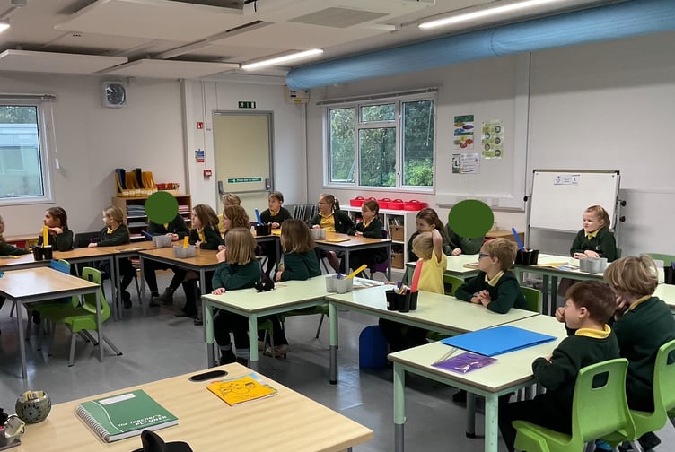 Children back at their temporary classroom in Kenton. Photo Kenton School