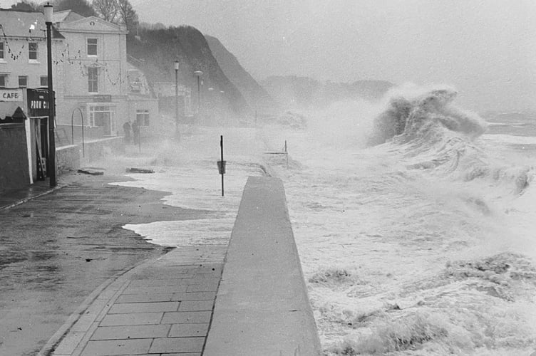 WInter storms batter Teignmouth  in February 1974