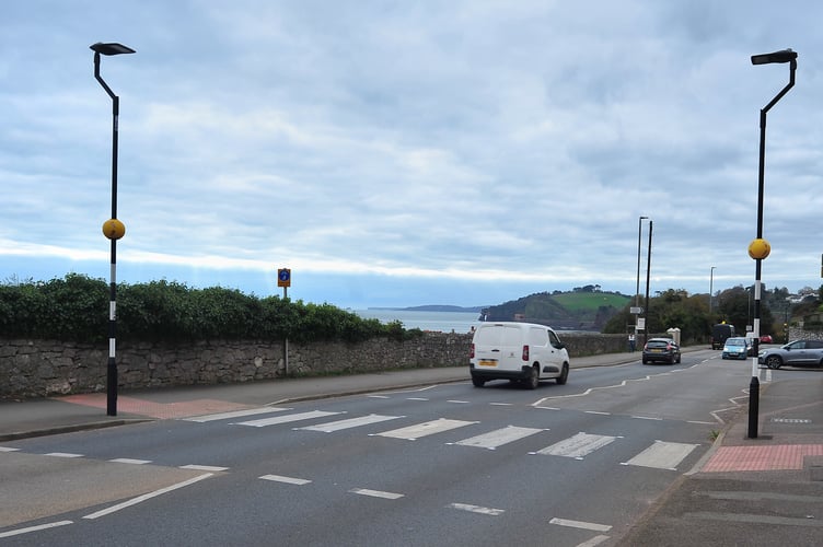 Scene of a road traffic collison between a mobility scooter and a car on the A379 Exeter Road in Dawlish