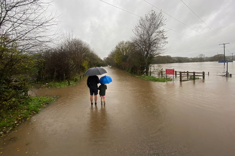 Storm Bert. Flooding between Kingsteignton and Teigngrace