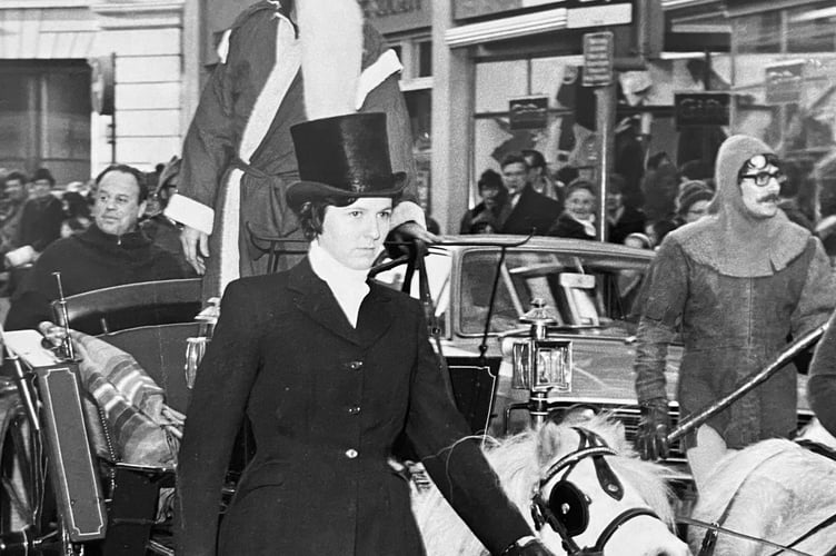 Father Christmas processes through Newton Abbot  in December 1970