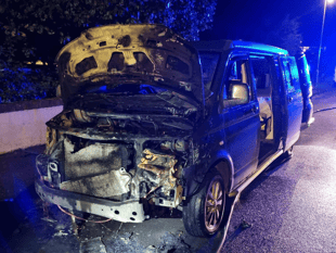Crew worked 'quickly and efficiently' to tackle van fire 
