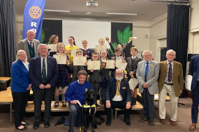 Rotary Junior Speaks finalists at Trinity School celebrating their success with Teignmouth Rotarians November 2024