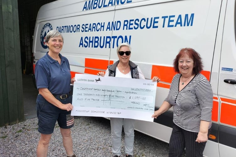 Dartmoor Search and Rescue was one of three charities to benefit from funds donated by the Women's Challenge Club