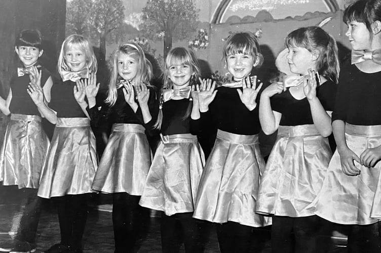 Chorus dancers from Chudleigh Knighton Primary School's production oi the Wizard of Oz which was perfomed in December 1993