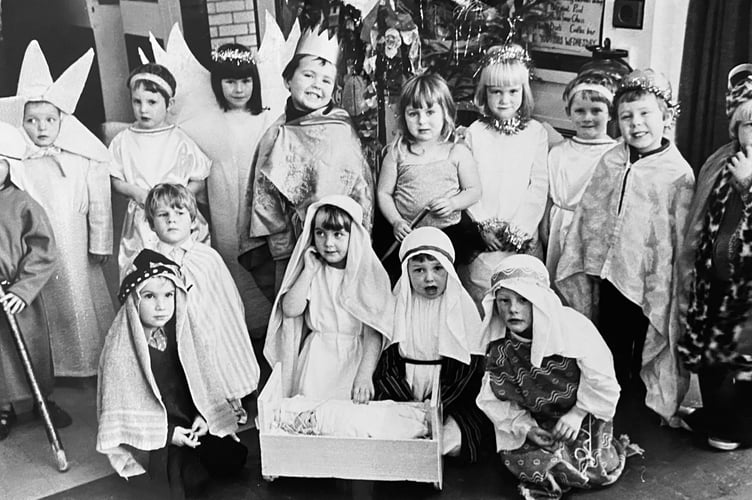 Nativity scene from Newton Abbot's Highweek Playgroup from the December of 1977