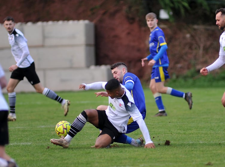 Football. South West Peninsula League: Walter C Parson League Cup/ Teignmouth AFC versus Okehampton Agyle. Match went Argyle's way with a 5-4 win.