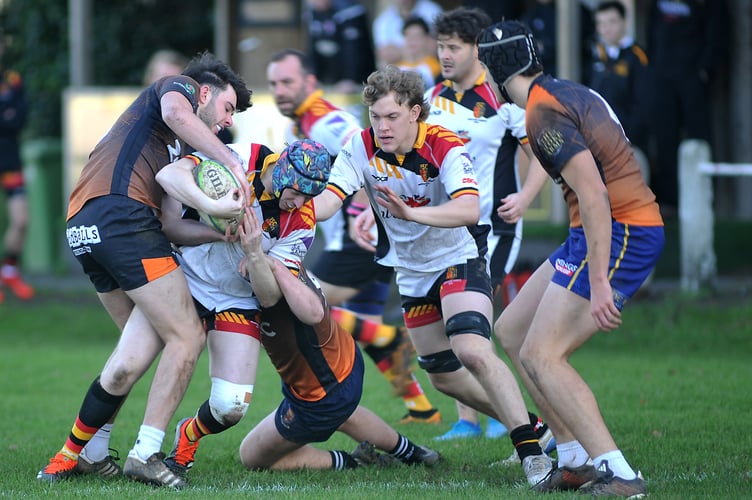 Rugby. Counties 3 Tribute Devon NE League. Newton Abbot Spartans versus Exeter Engineers