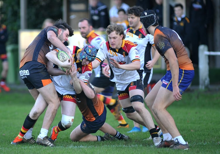 Rugby. Counties 3 Tribute Devon NE League. Newton Abbot Spartans versus Exeter Engineers