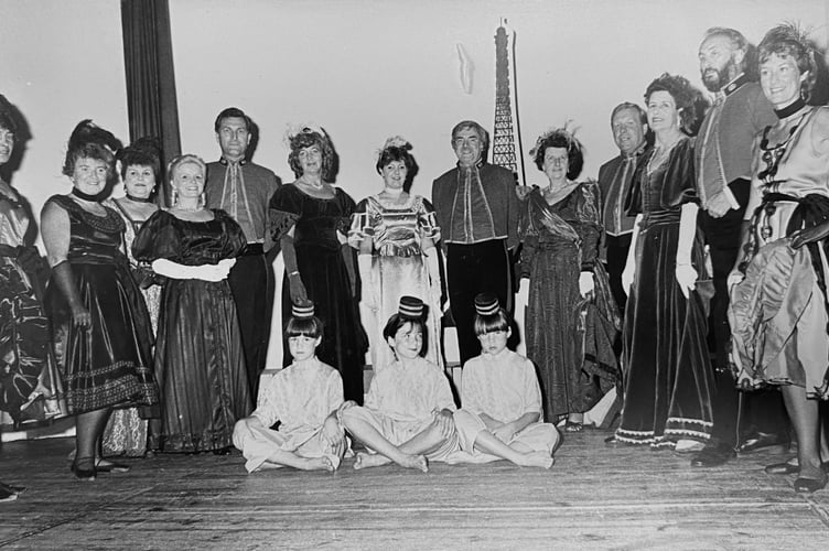 The main cast from Cyril Sharland's Friends Showtime at the Shaftesbury Theatre in Dawlish from June 1984.
