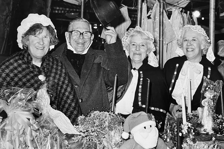 Members of Stover Country Park Association at the Newton Abbot Victorian Christmas Market from November 1993