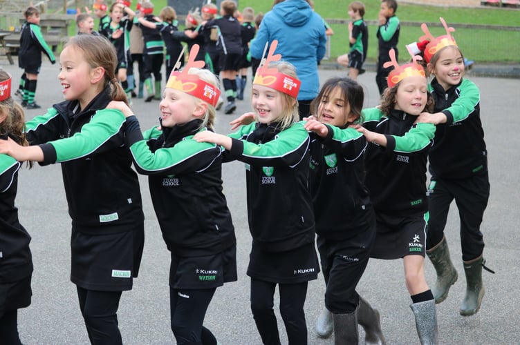 Stover Preparatory School children enjoy the Rudolph Run. Photo Rowcroft Hospice 