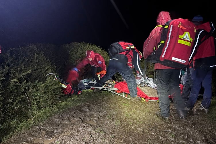 The Ashburton-based Dartmoor Search and Rescue team assisted a man with a suspected broken leg on New Year's Day.