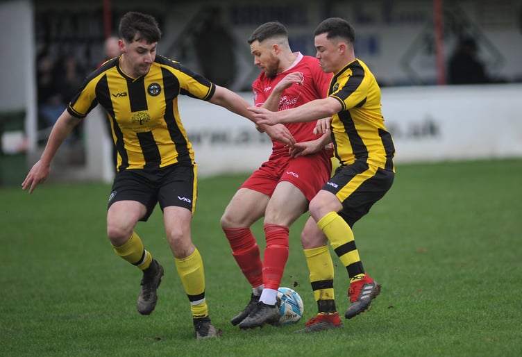 South Devon Football League Premier Division. Kingsteignton Athletic versus Beesands Rovers. A 2-0 home win for the Rams