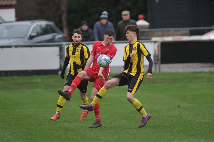 South Devon Football League Premier Division. Kingsteignton Athletic versus Beesands Rovers. A 2-0 home win for the Rams
