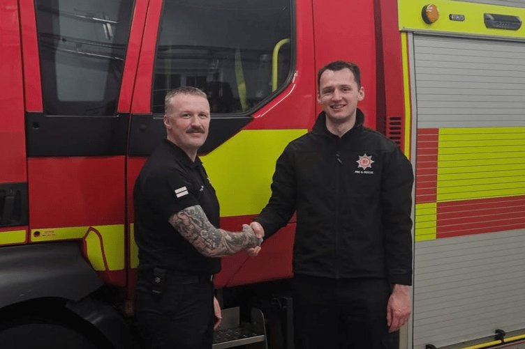 Ben Leaney, right, with Crew Manager Joe Cartwright.
