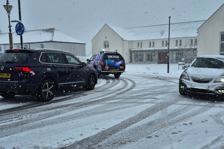 Treacherous conditions in Princetown this afternoon, where a bus is reported to have left the road. Picture: Rach Morts.